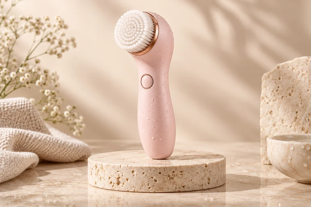 Editorial concept of the first Maison Surga facial cleansing brush